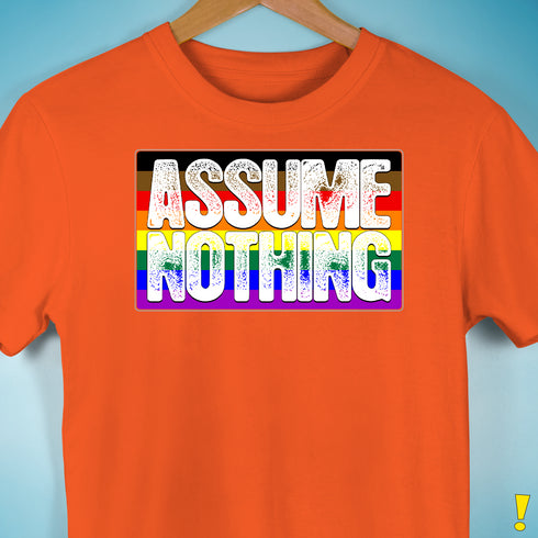 Assume Nothing Philly LGBTQ Gay Pride Flag Premium Unisex T-Shirt - Orange